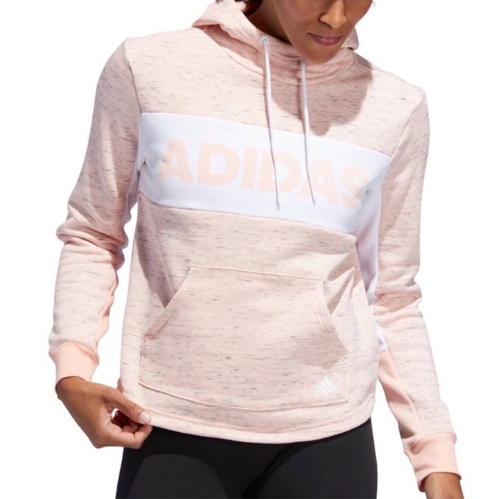 Adidas Post Game Fleece Peach/Pink Pullover Hoodie